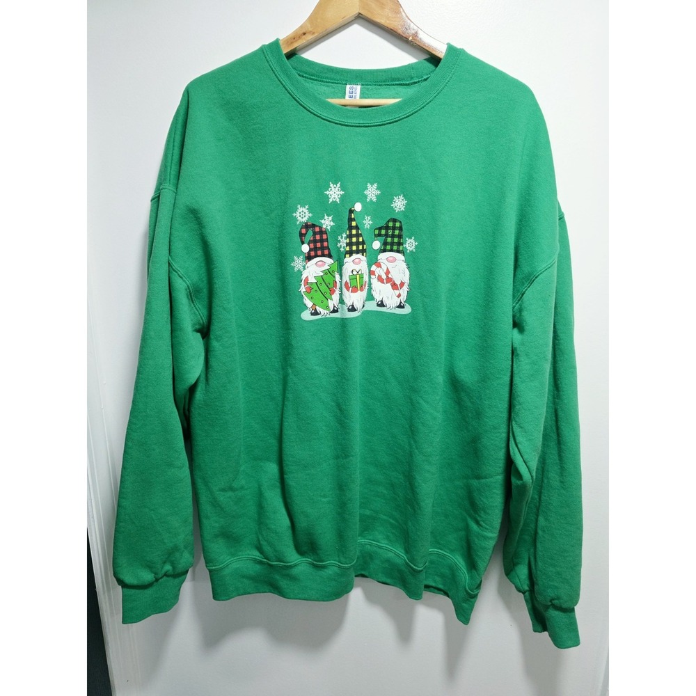 JERZEES Green Snowman Holiday Pullover Sweatshirt 2XL